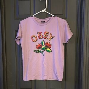 Obey Lavender Tee with Floral Graphic